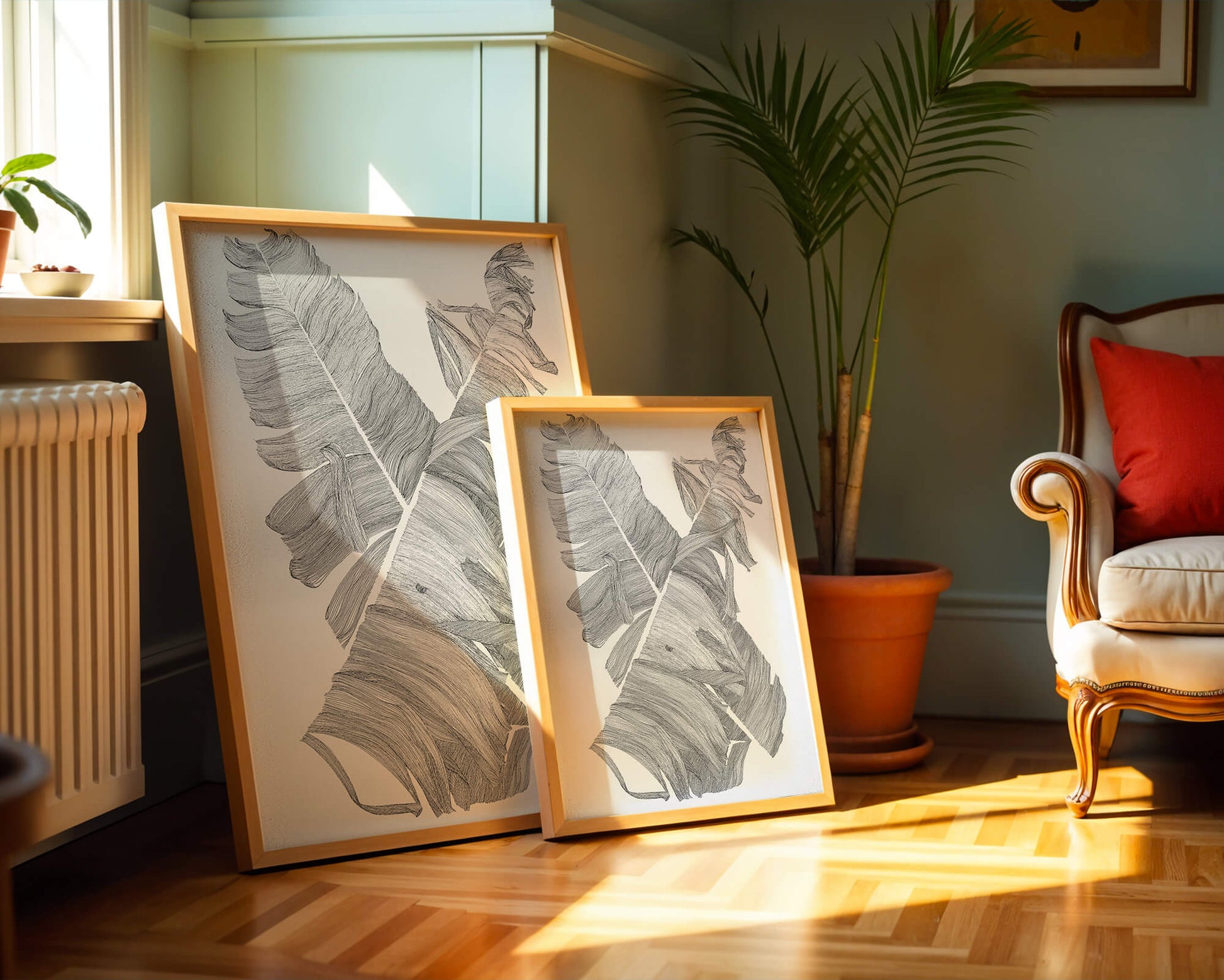 Monochrome Abstract Illustration of Overlapping Leaves