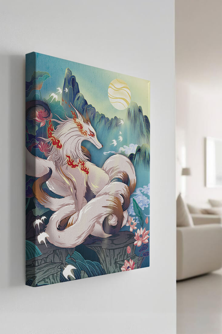 狐妖在充满生机的幻想景观中