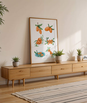 Illustrated sea buckthorn berries with leaves on black background