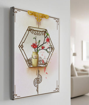Design floral élégant avec vase et accents dorés