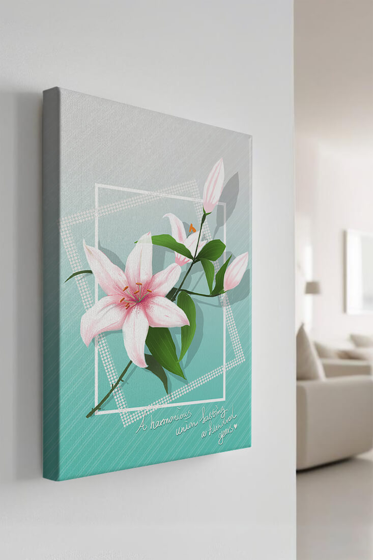 Elegant floral design with pink lilies and modern accents