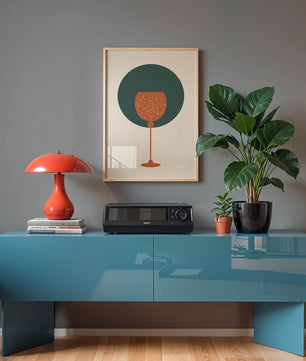 Wine Glass with Decorative Elements on Modern Minimalist Background - Mi tienda