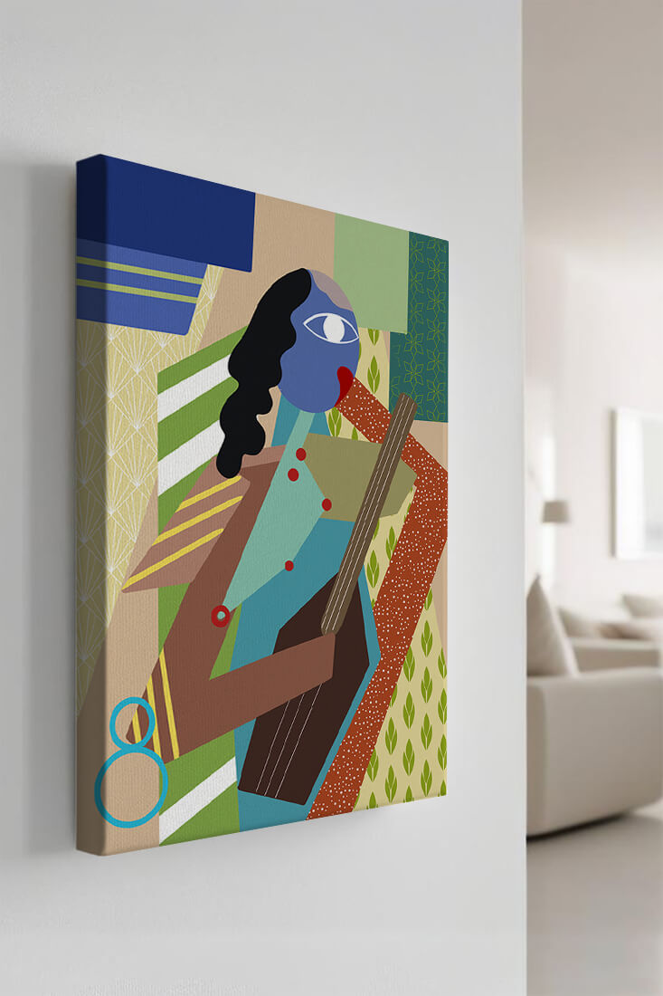 Colorful abstract geometric art with musical theme