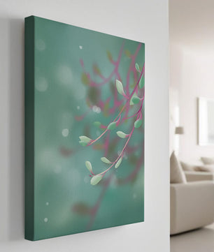 Diseño abstracto sereno con hojas pastel y fondo borroso
