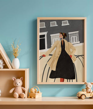 Chic Woman in Vintage Coat Posing Outdoors in Urban Setting