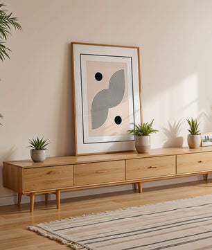 Abstract Minimalist Art with Black Wavy Lines and Circles - Mi tienda