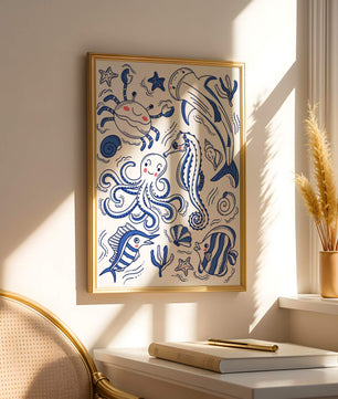 Underwater Marine Life Theme with Cartoon Sea Creatures
