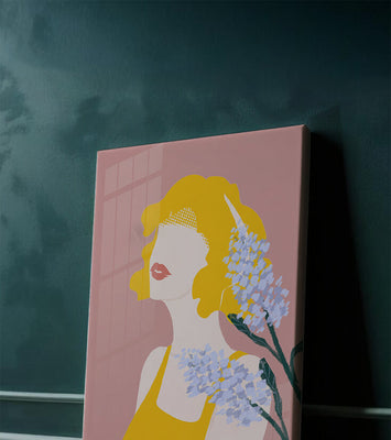 Abstract Portrait with Yellow and Lavender Accents