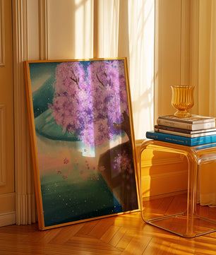 A Beautiful Cherry Blossom Tree in a Dreamlike Landscape