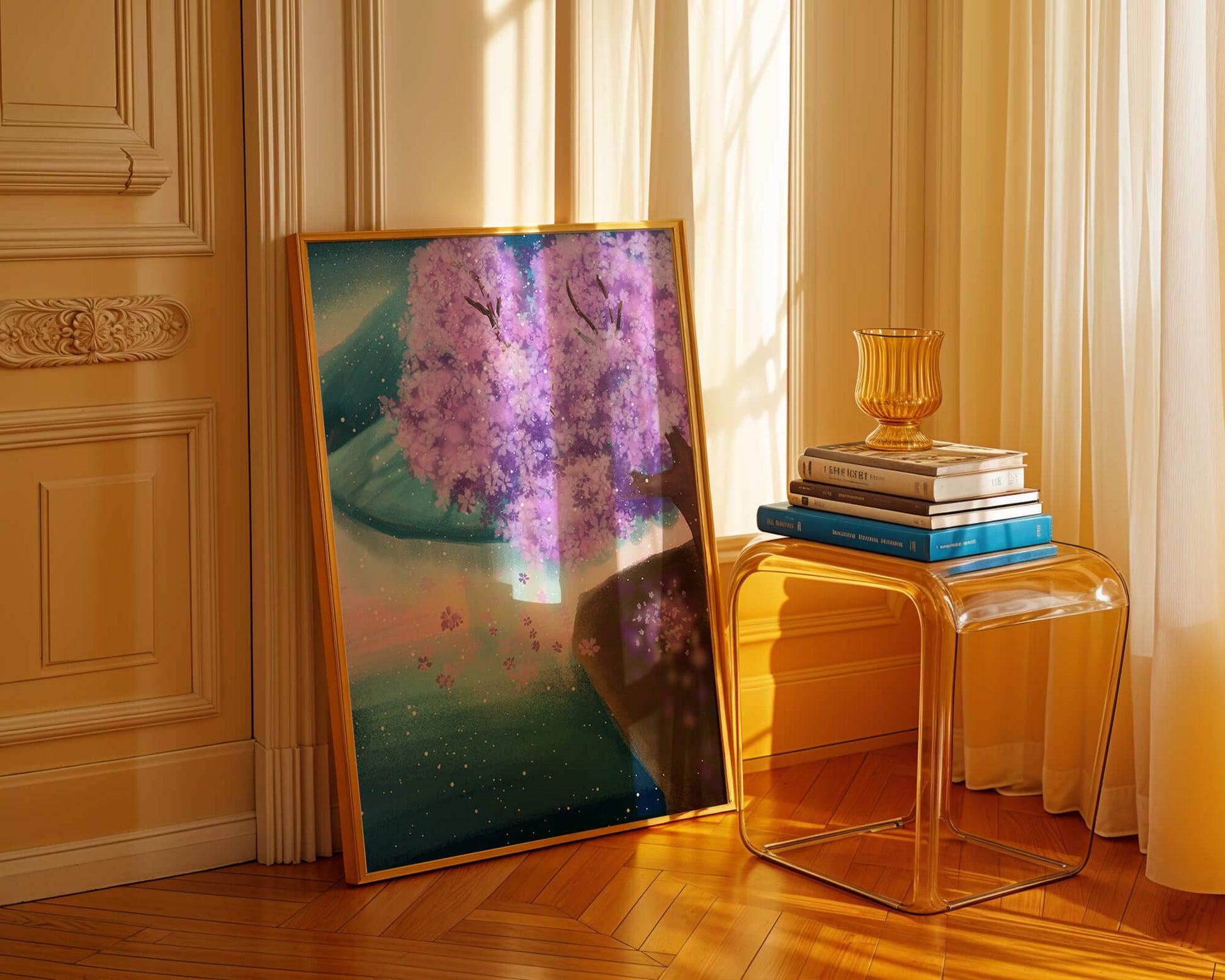 A Beautiful Cherry Blossom Tree in a Dreamlike Landscape