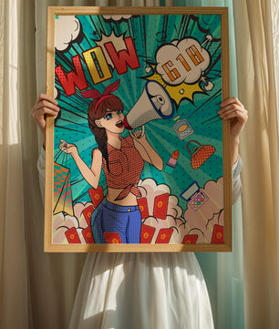 Vibrant Pop Art Style Shopping Experience with Retro Influences