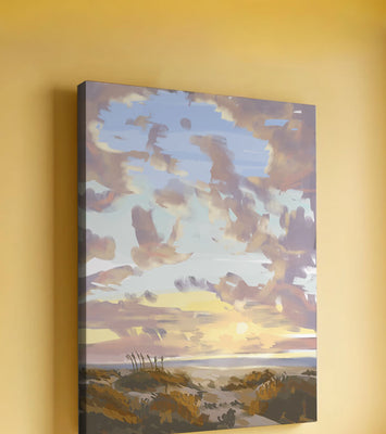 Serene landscape with morning sky and open fields