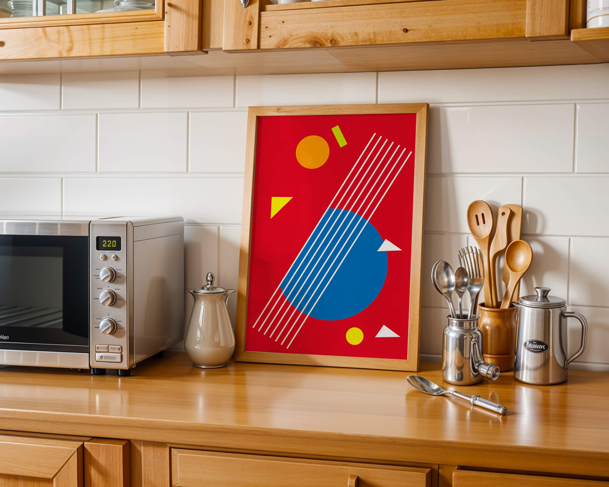 Abstract geometric shapes with bold colors and lines