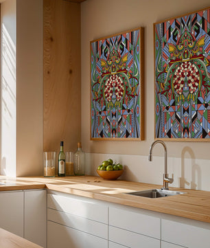 Colorful Geometric Pattern with Symmetrical Design and Abstract Motif