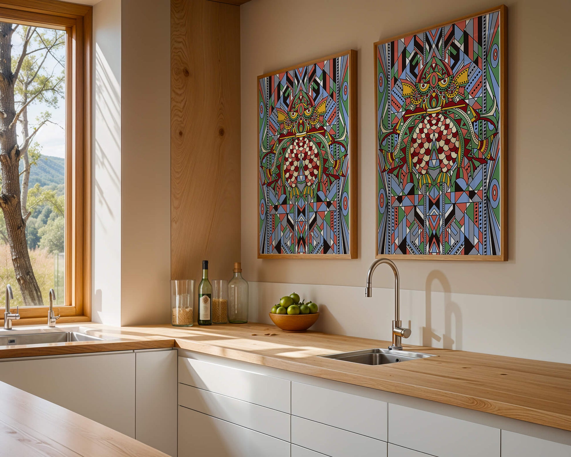 Colorful Geometric Pattern with Symmetrical Design and Abstract Motif