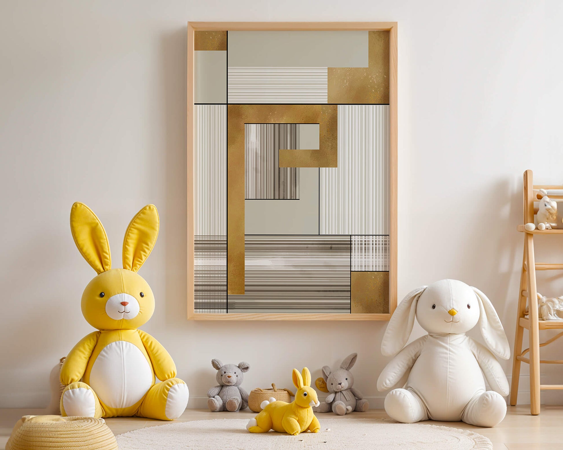 Abstract geometric pattern with gold and neutral tones
