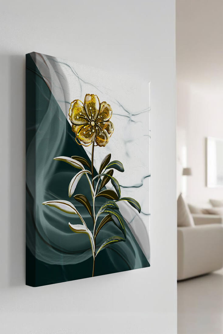 Elegant floral design with gold accents on abstract background