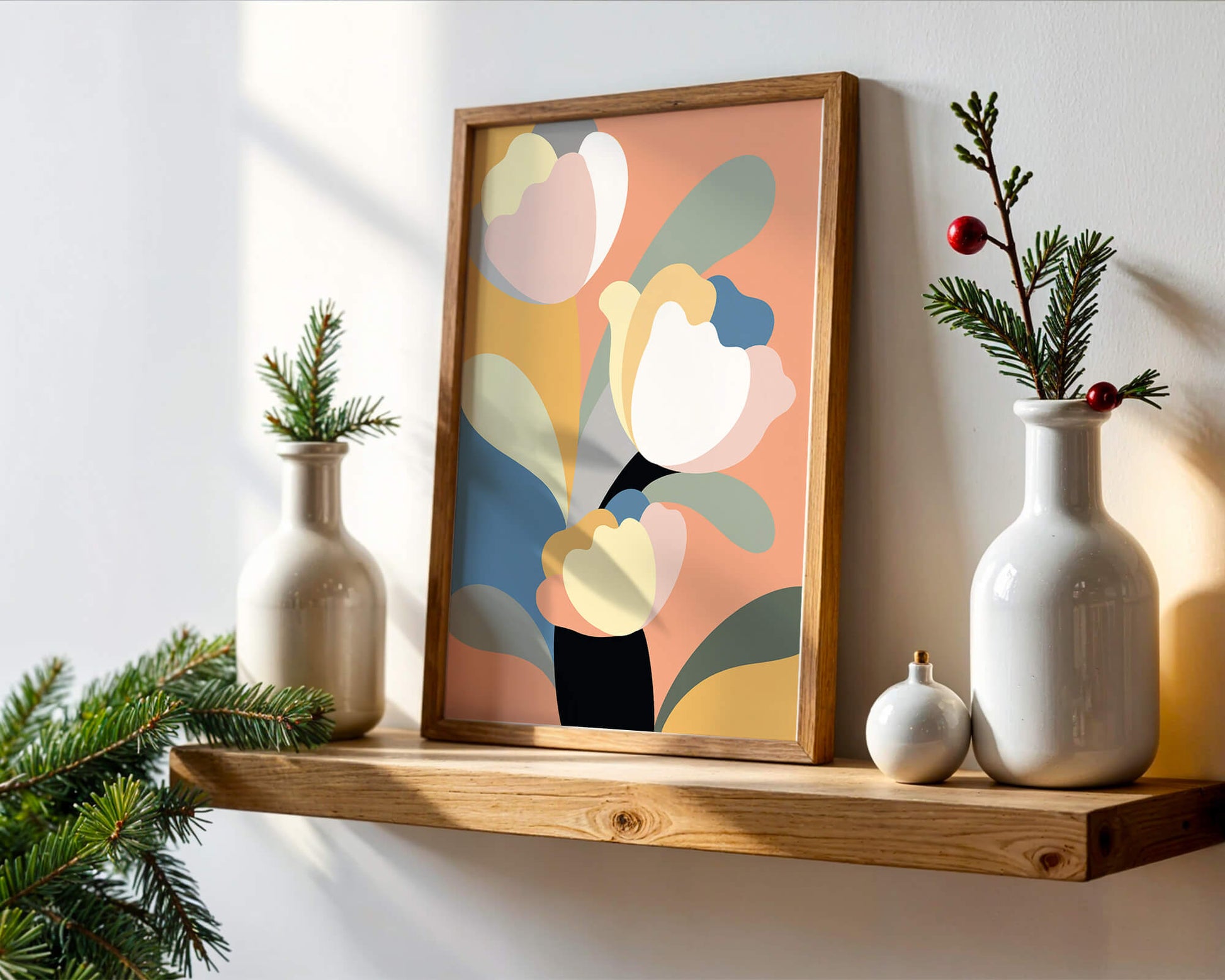Colorful abstract shapes with soft pastel tones