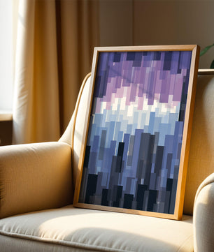 Abstrakter pixeliger Farbverlauf mit Blau- und Lilatönen
