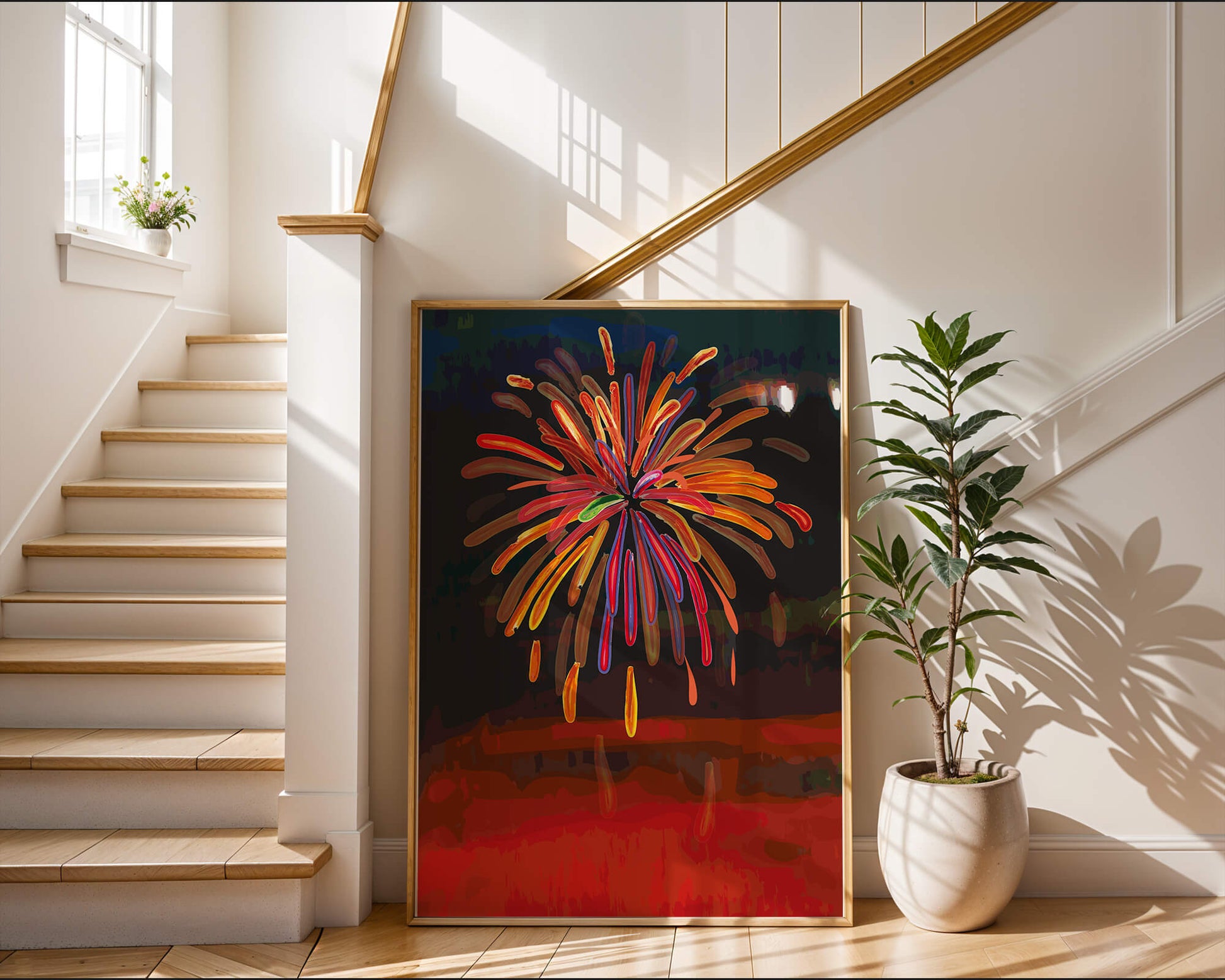 Feu d'artifice vibrant avec des éclats colorés