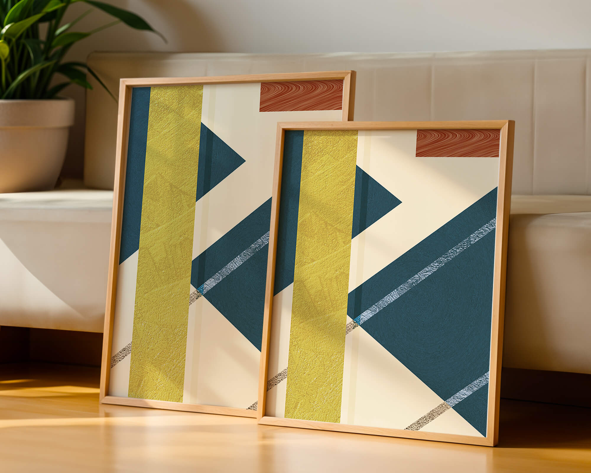 Contemporary abstract geometric art with vibrant colors