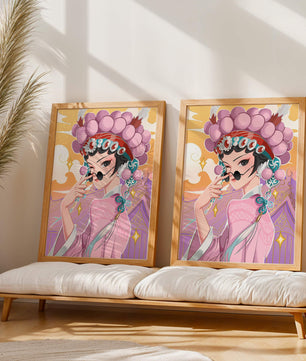 Personaje de anime elegante con atuendo tradicional y detalles dorados