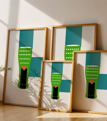 Green vase with heart pattern and minimalistic design