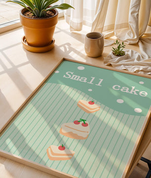 Charming illustration of small cakes with cherries