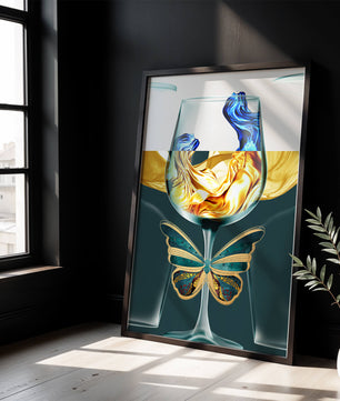 Cristallo con scultura di liquido e arte di farfalla