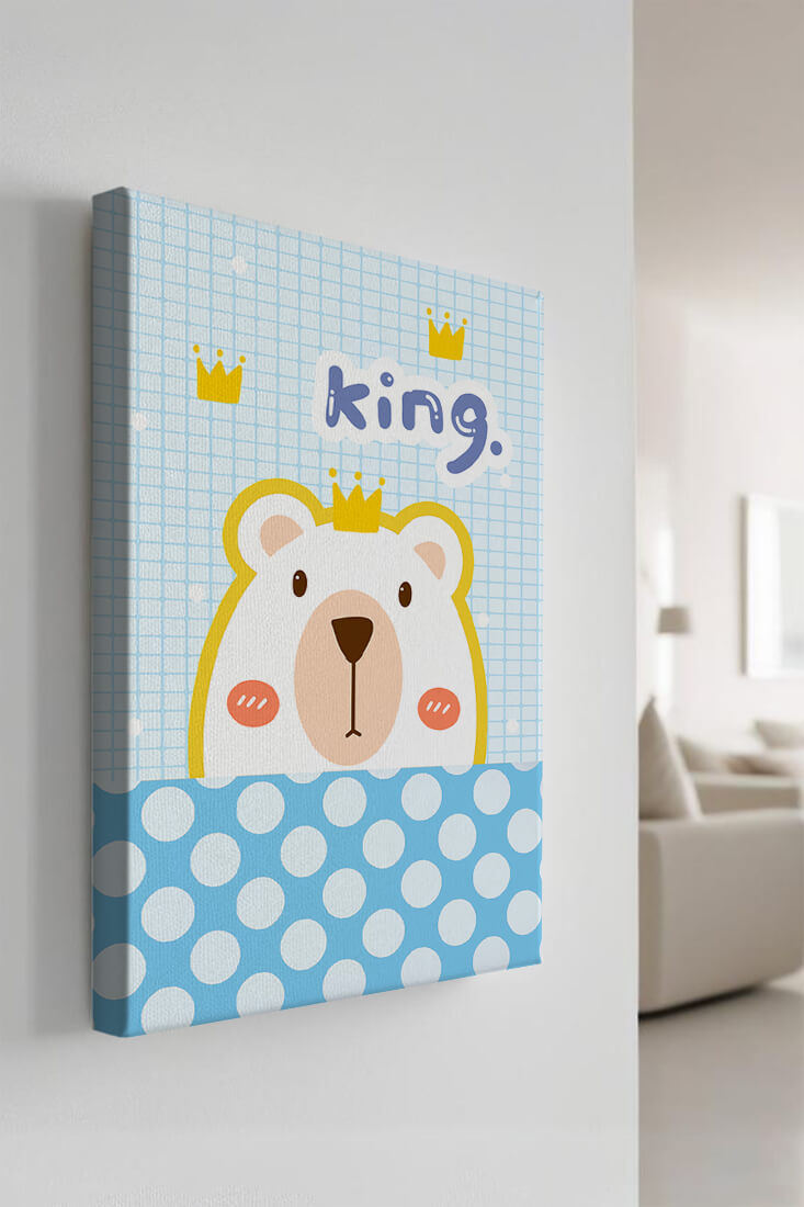 Adorable bear illustration with crown and playful text