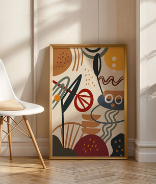 Arte geométrico abstracto con patrones y colores audaces
