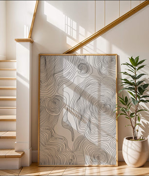 Art linéaire topographique abstrait avec des motifs tourbillonnants