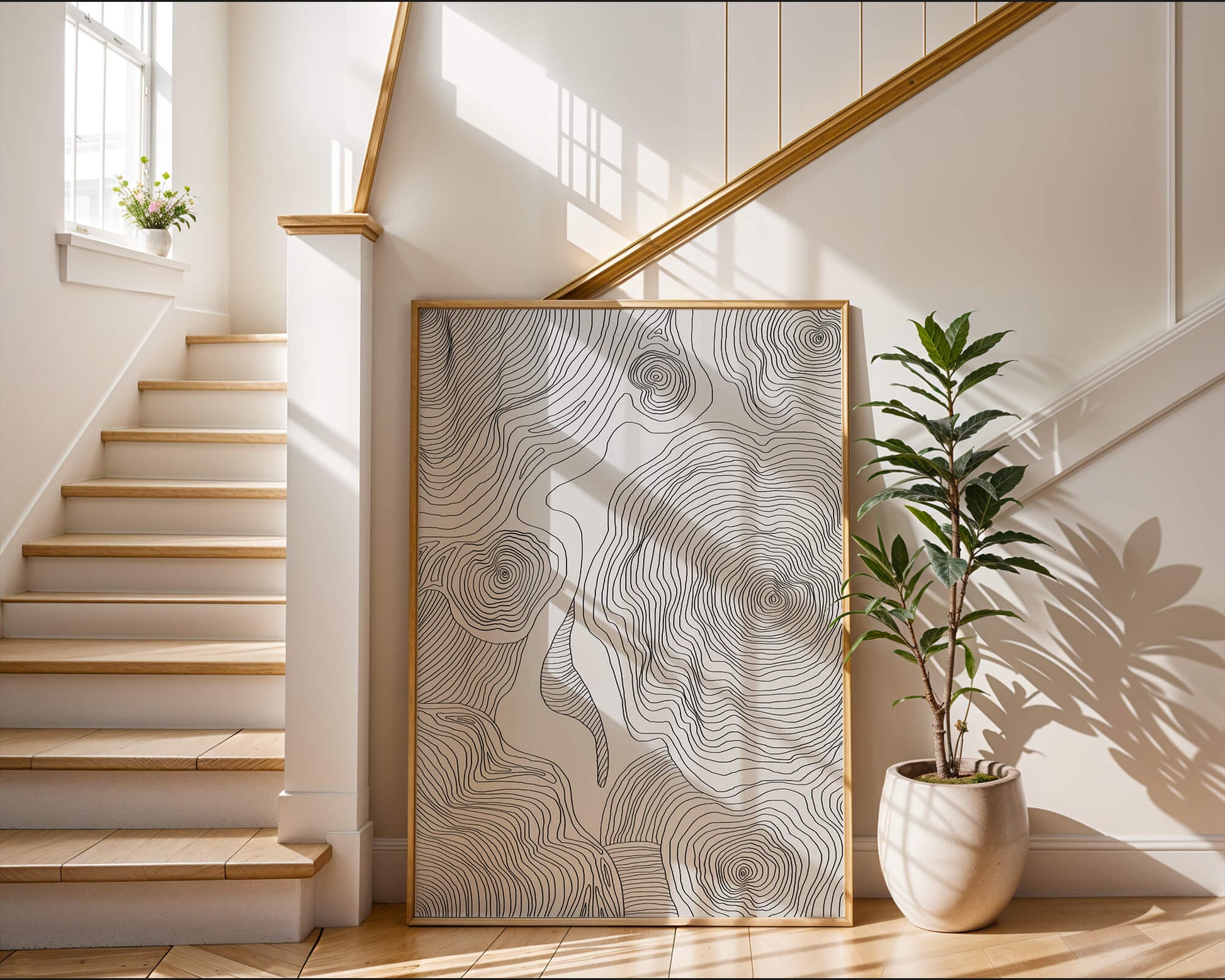 Art linéaire topographique abstrait avec des motifs tourbillonnants