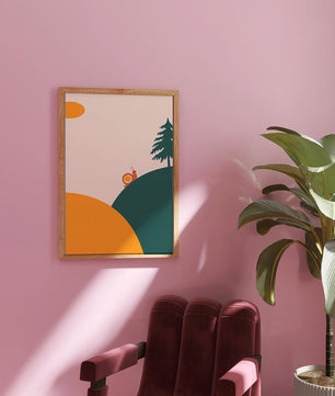 A Snail Climbing a Hill in Minimalist Nature Art - Mi tienda