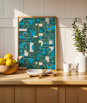 Design abstrait géométrique avec des accents dorés