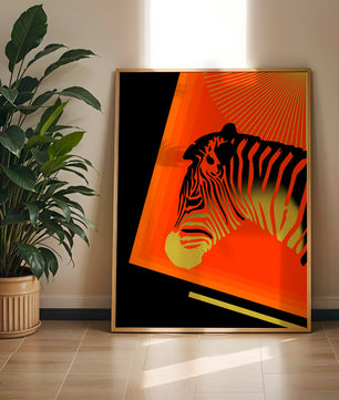 Abstract Zebra with Vibrant Colors and Golden Elements
