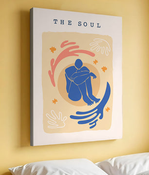 Contemplative Abstract Human Figure with Vibrant Colors and Bold Lines - Mi tienda