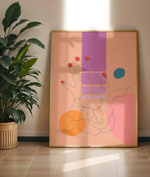 Abstract Line Art with Geometric Shapes and Hand Illustration