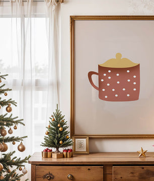 Decorative polka dot mug with yellow lid illustration
