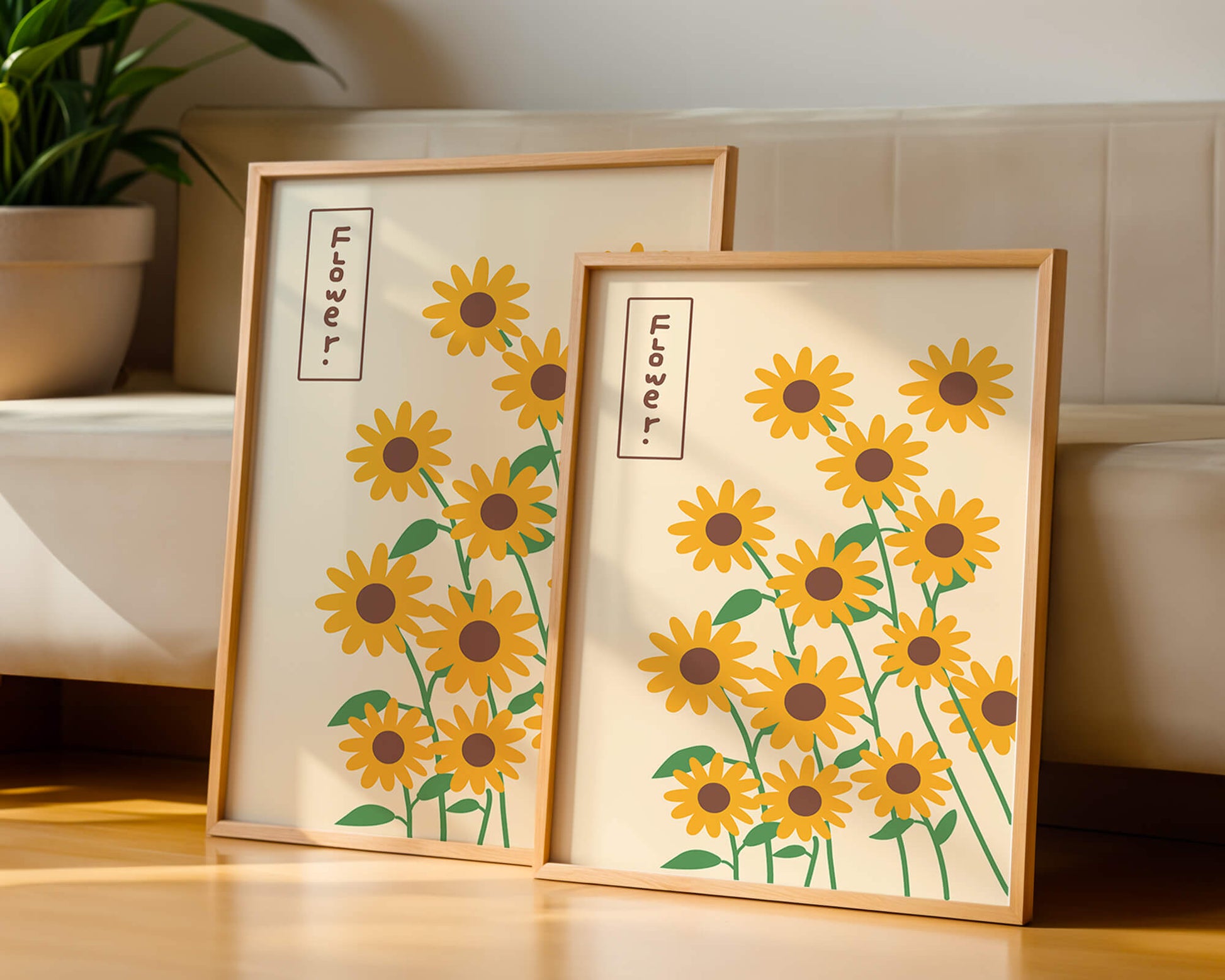 Sunflower illustration on a beige background