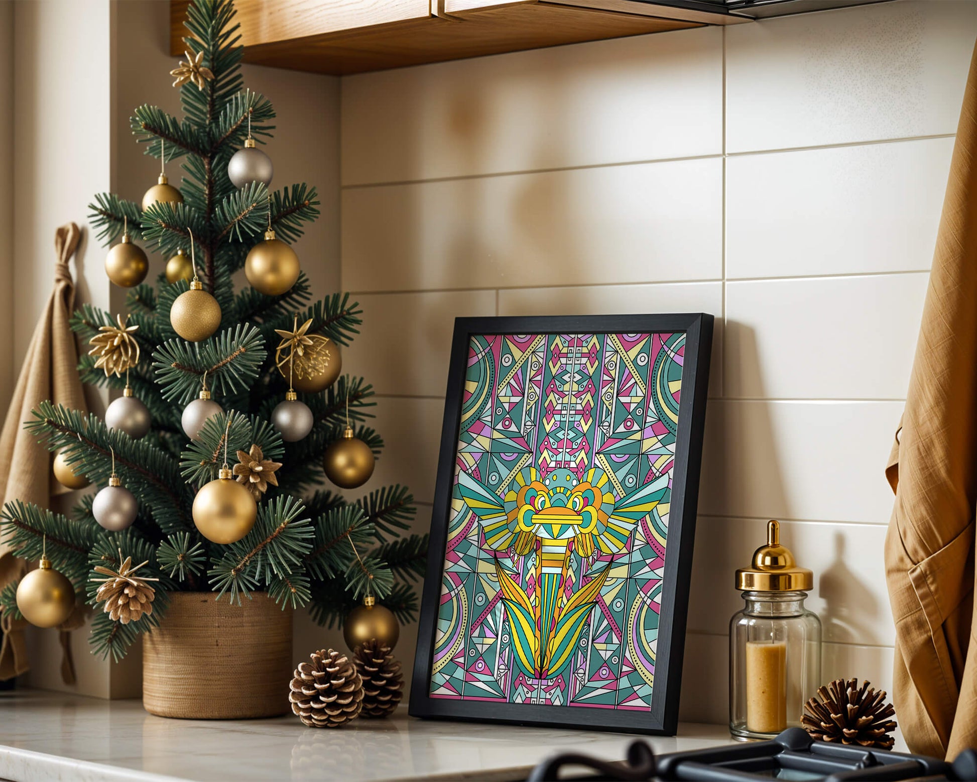 Elefante geométrico abstracto con colores vibrantes