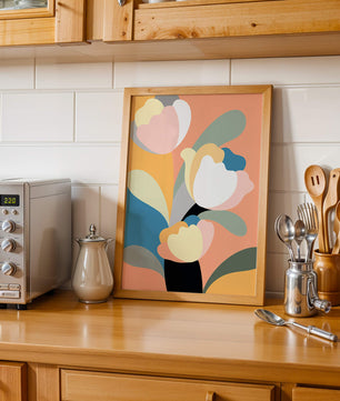 Colorful abstract shapes with soft pastel tones