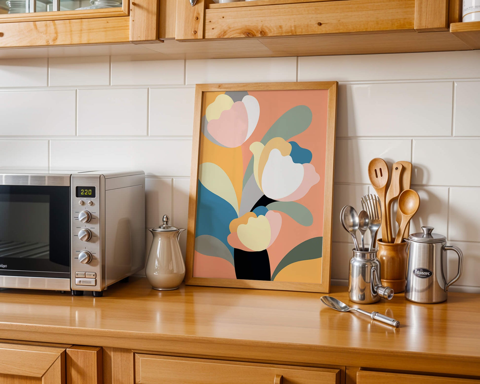 Colorful abstract shapes with soft pastel tones