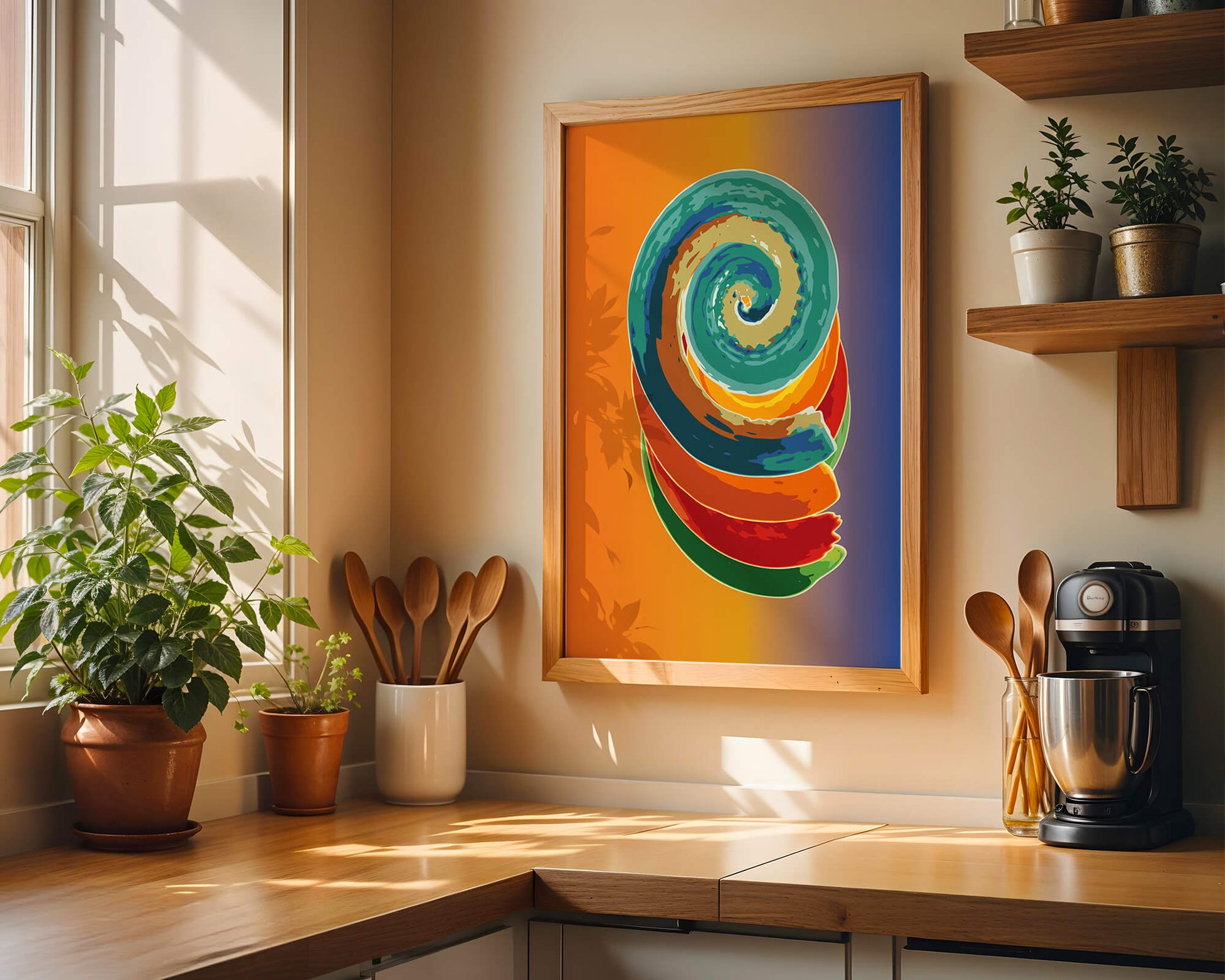 Bunte Spirale abstrakte Kunst mit lebendigem Farbverlauf Hintergrund