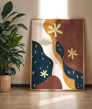 Abstract Floral Composition with Bold Colors and Textures