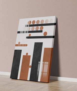Abstract Geometric Art with Circles and Bars in Earth Tones