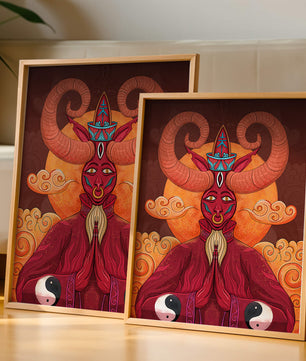 Mythical creature artwork with intricate patterns and symbolism