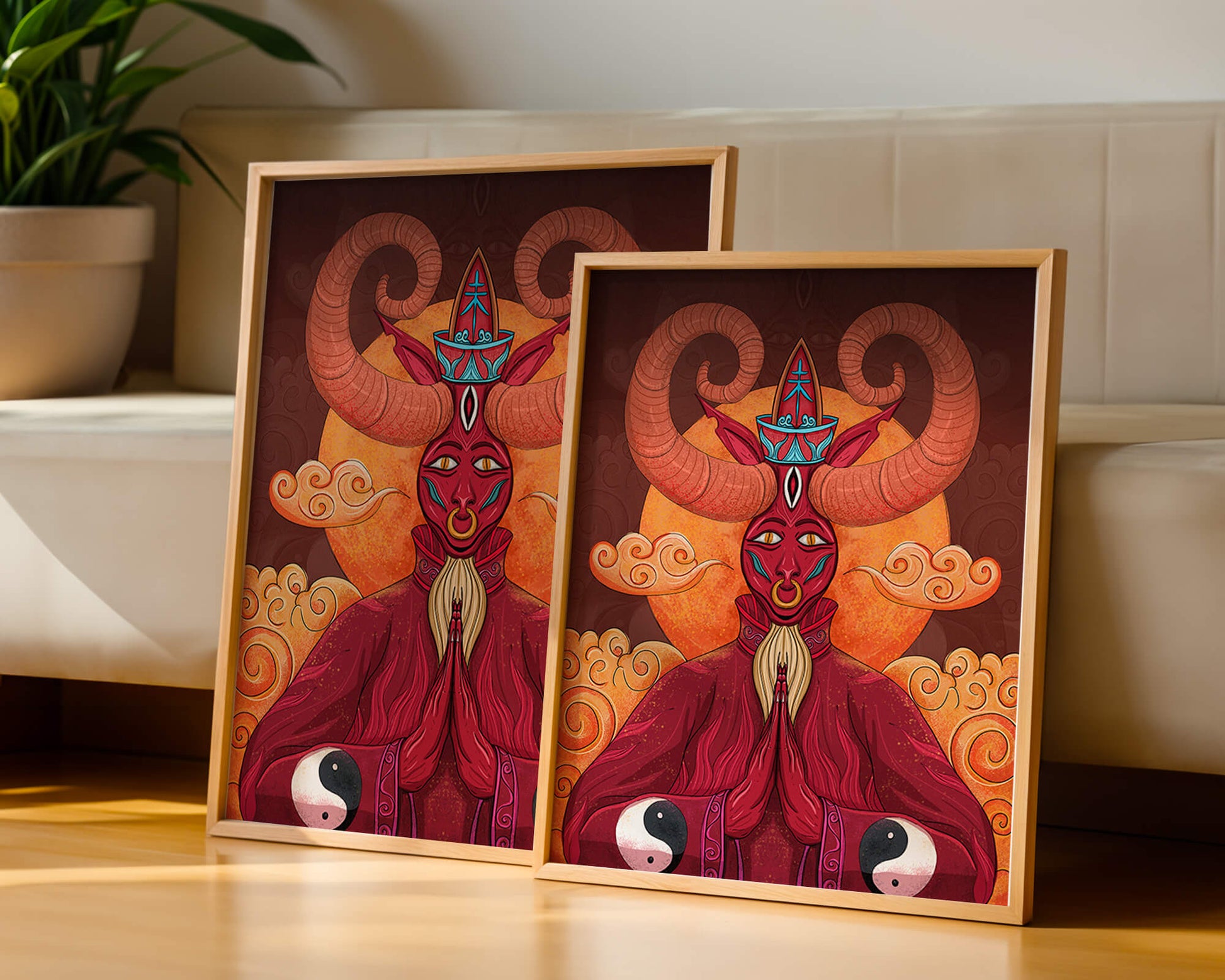 Mythical creature artwork with intricate patterns and symbolism
