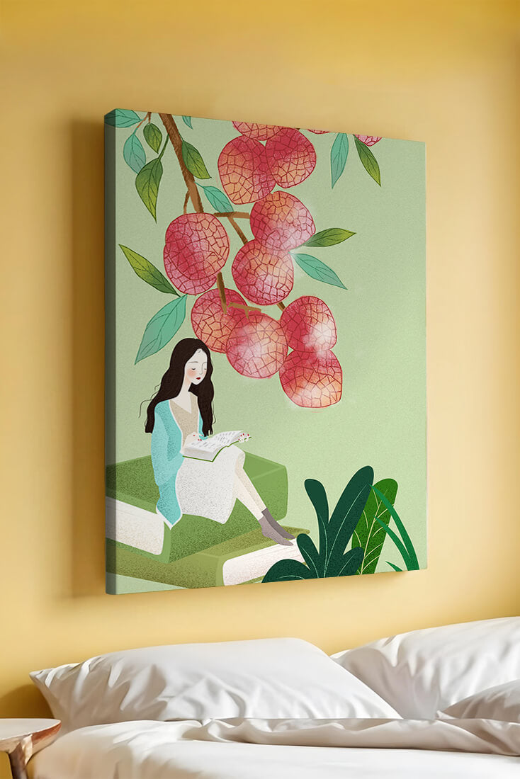 Woman Reading Under Lychee Tree With Greenery