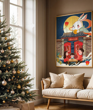 Célébration de la fête de la mi-automne avec un lapin et une réunion de famille